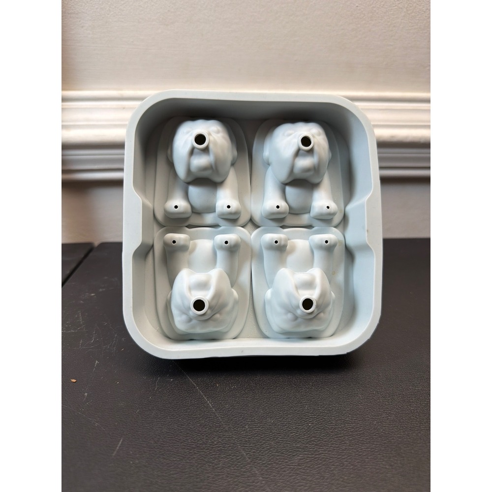 Bulldog Ice Cube Mold Light Blue Modern 3D Silicone Tray UGA